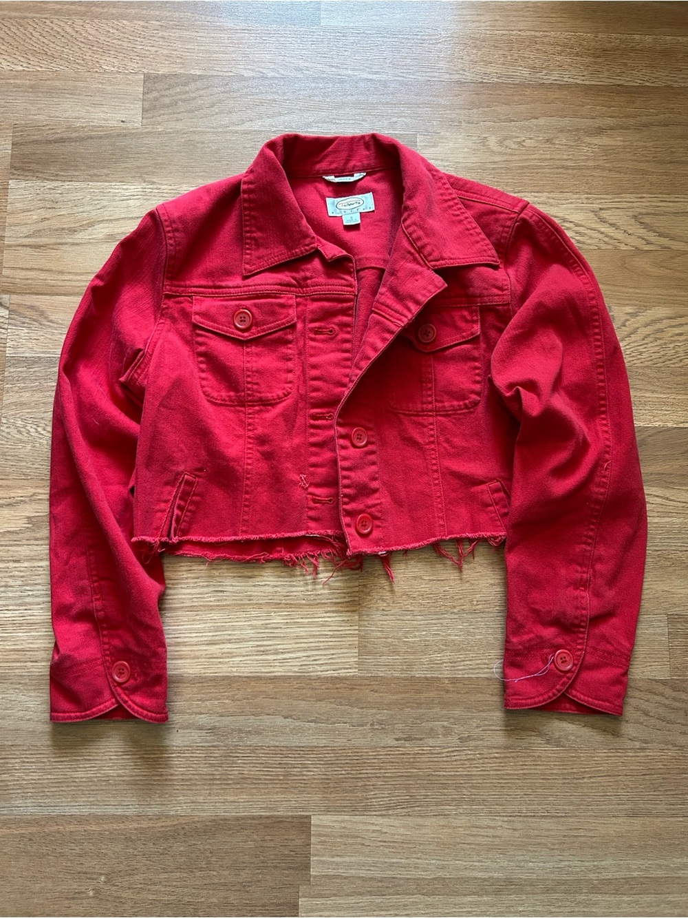 Talbots Vintage Y2K Cropped Denim Jacket Red Size Small